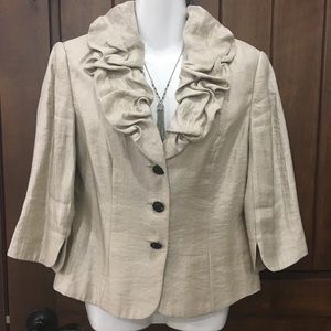 Champagne ruffle neck top 8 Adrianna Papell